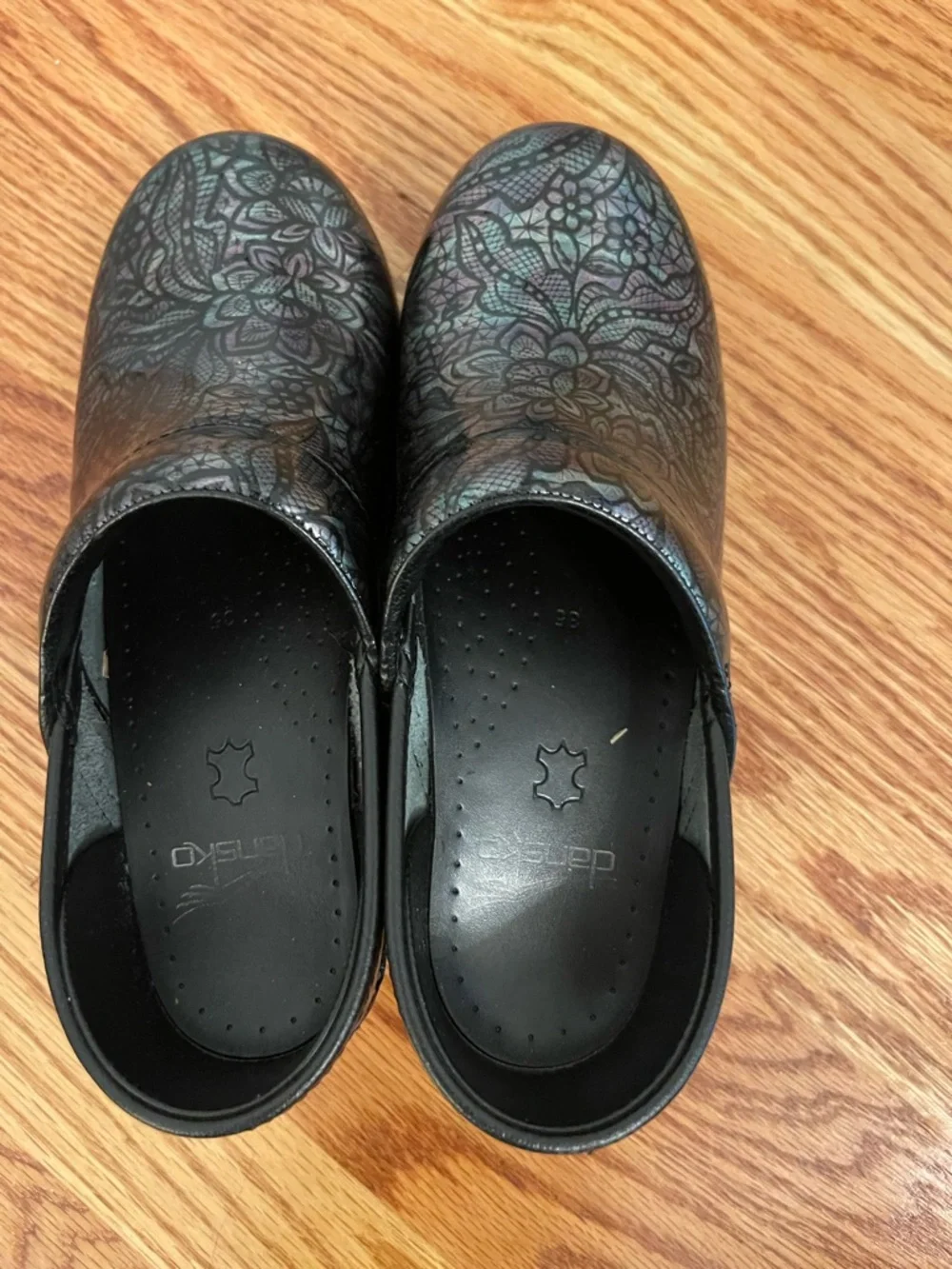 Dansko Black Iridescent Floral Clogs - Picture 3 of 3